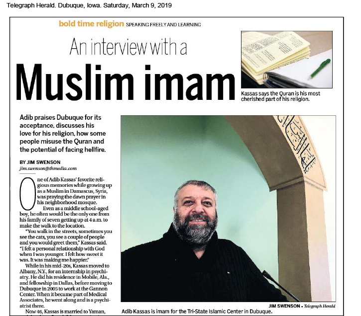 Interview with Adib Kassas in the Telegraph Herald